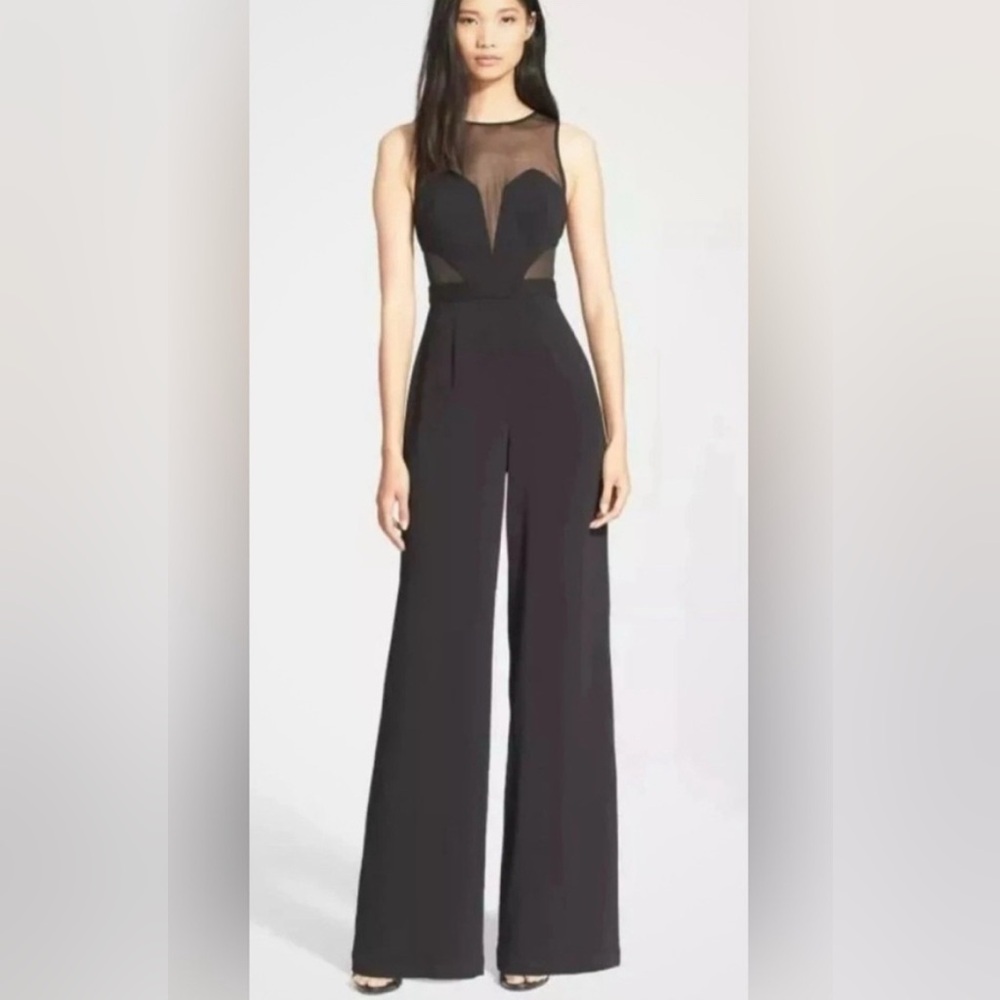 Jay Godfrey black mesh cut out jumpsuit 2